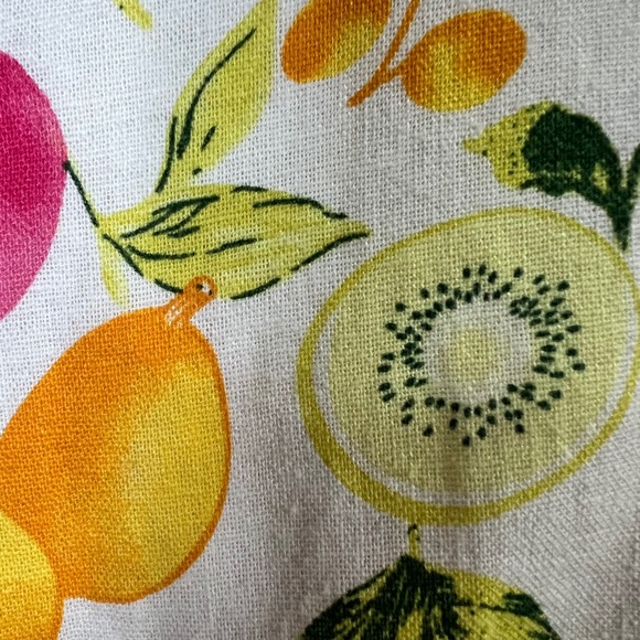 Cynthia Rowley Fruit Print Linen Blend Sleeveless Shirt Dress Belted Size 6 - Picture 7 of 13